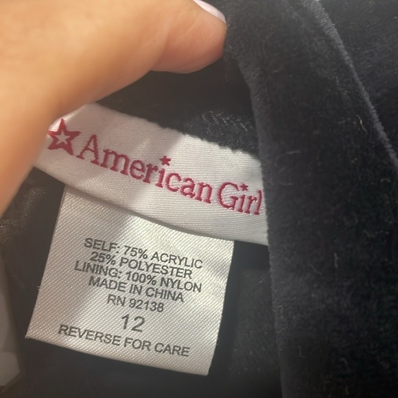 American Girl Midnight Holly Black Gold Velvet Long Sleeve Swirl Youth Dress 12 - Picture 6 of 12